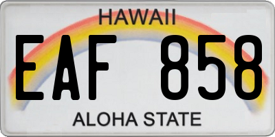 HI license plate EAF858