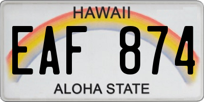 HI license plate EAF874