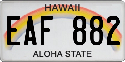 HI license plate EAF882