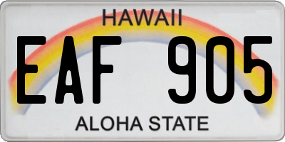 HI license plate EAF905