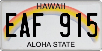 HI license plate EAF915