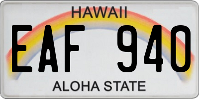 HI license plate EAF940