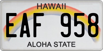 HI license plate EAF958