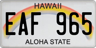 HI license plate EAF965