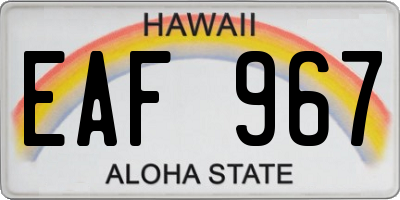 HI license plate EAF967