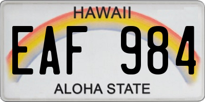 HI license plate EAF984