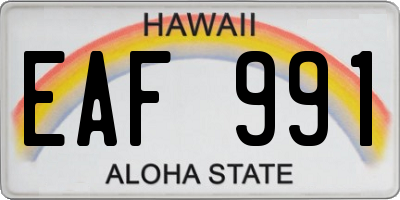 HI license plate EAF991