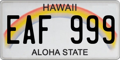 HI license plate EAF999