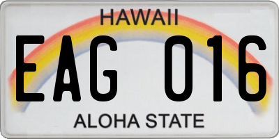 HI license plate EAG016