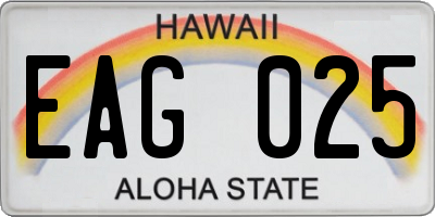 HI license plate EAG025