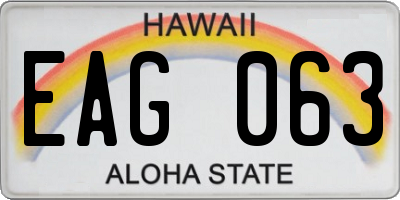 HI license plate EAG063