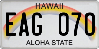 HI license plate EAG070