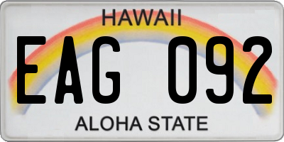 HI license plate EAG092