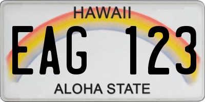 HI license plate EAG123