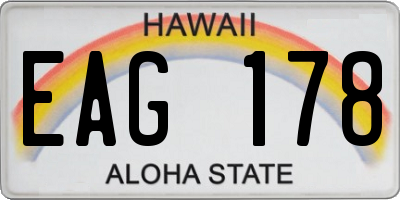 HI license plate EAG178