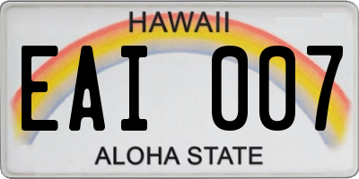 HI license plate EAI007