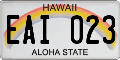 HI license plate EAI023