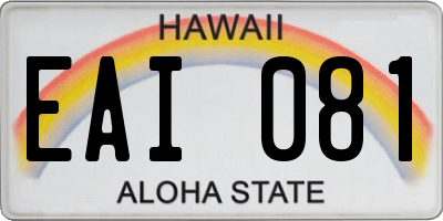 HI license plate EAI081