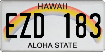 HI license plate EZD183