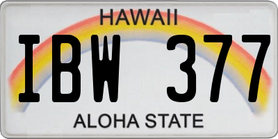 HI license plate IBW377