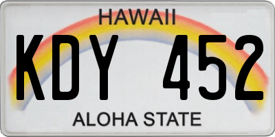 HI license plate KDY452