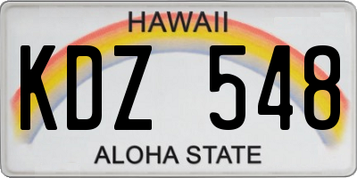 HI license plate KDZ548