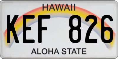 HI license plate KEF826