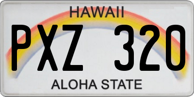 HI license plate PXZ320