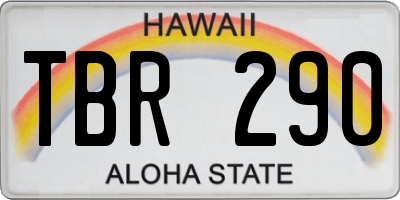HI license plate TBR290
