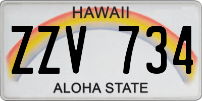 HI license plate ZZV734
