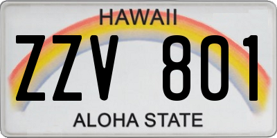 HI license plate ZZV801