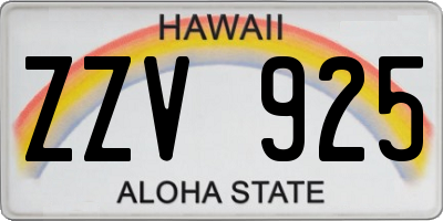 HI license plate ZZV925