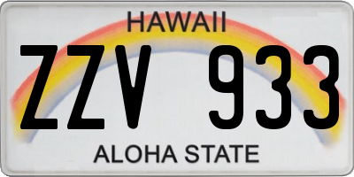 HI license plate ZZV933