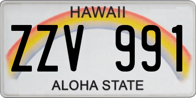 HI license plate ZZV991