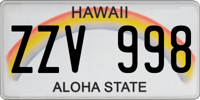HI license plate ZZV998