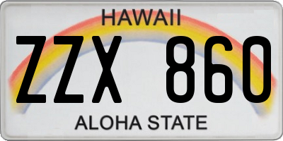 HI license plate ZZX860