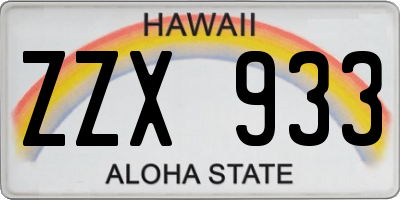HI license plate ZZX933
