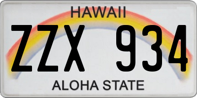 HI license plate ZZX934