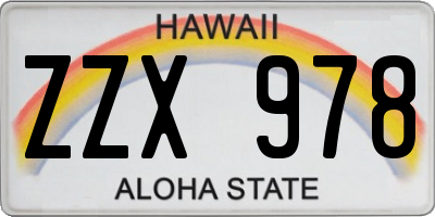 HI license plate ZZX978