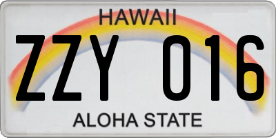 HI license plate ZZY016