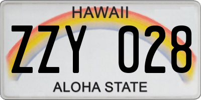 HI license plate ZZY028