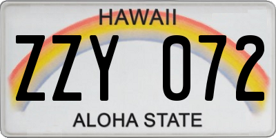 HI license plate ZZY072