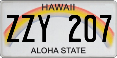HI license plate ZZY207