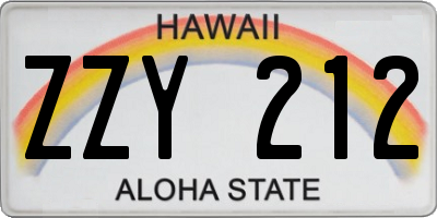 HI license plate ZZY212