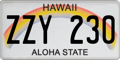 HI license plate ZZY230