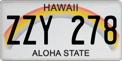 HI license plate ZZY278
