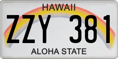 HI license plate ZZY381