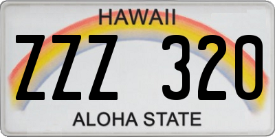 HI license plate ZZZ320