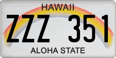 HI license plate ZZZ351