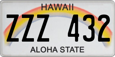 HI license plate ZZZ432